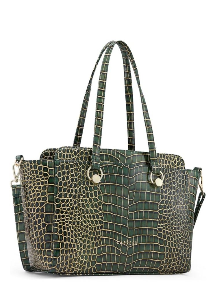 CAPRESE - Caprese Miranda Satchel, Green-Large | Stylish Handbag for Women with Animal Print | Secure Top Zip & Multiple Compartments | Perfect for Casual & Daily Use - Image 1