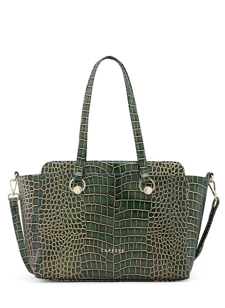 CAPRESE - Caprese Miranda Satchel, Green-Large | Stylish Handbag for Women with Animal Print | Secure Top Zip & Multiple Compartments | Perfect for Casual & Daily Use - Image 1
