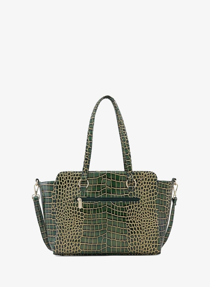 Caprese Miranda Satchel, Green-Large | Stylish Handbag for Women with Animal Print | Secure Top Zip & Multiple Compartments | Perfect for Casual & Daily Use - Image 5