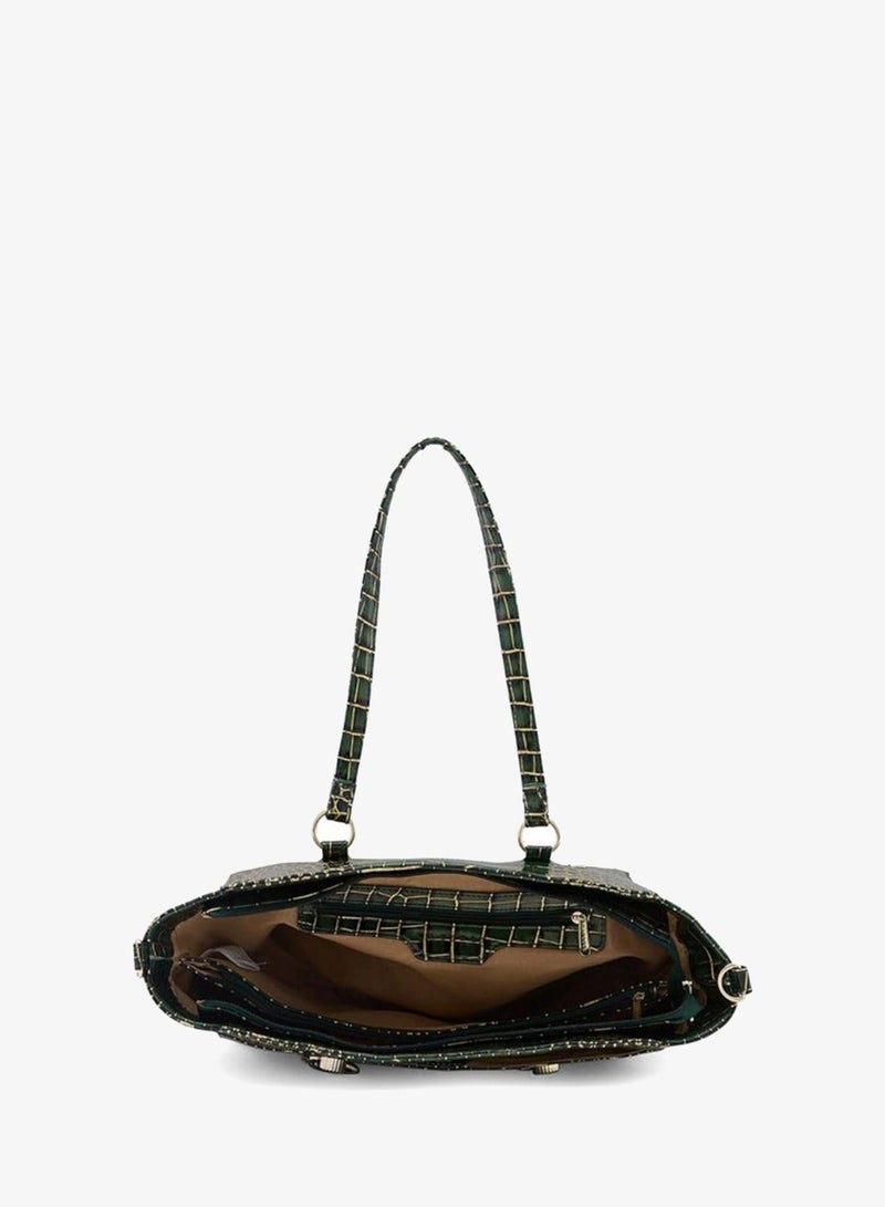 Caprese Miranda Satchel, Green-Large | Stylish Handbag for Women with Animal Print | Secure Top Zip & Multiple Compartments | Perfect for Casual & Daily Use - Image 4