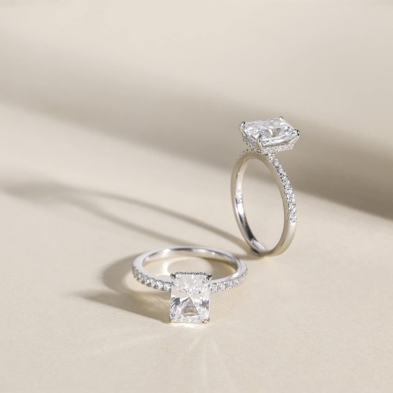 EAMTI 3CT 925 Sterling Silver Engagement Rings Radiant Cut Solitaire Cubic Zirconia CZ Wedding Promise Rings for Her Wedding Bands for Women Size 8 - Image 3