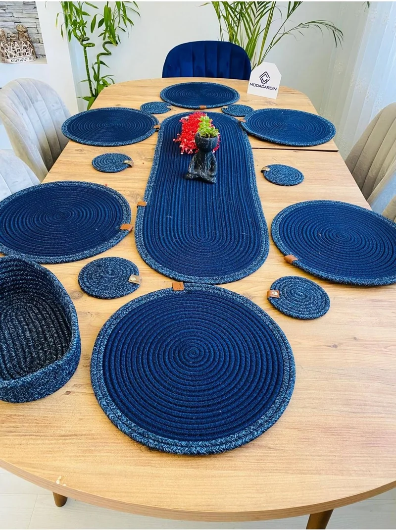 بدز ديري BDZ Leather Wicker Jute Presentation Plate Mat American Service Runner Basket and Cup Holder 14 Pieces