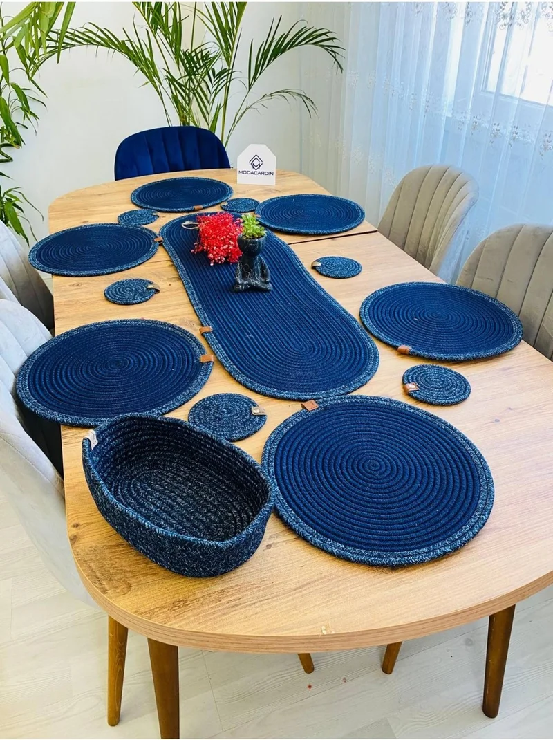بدز ديري BDZ Leather Wicker Jute Presentation Plate Mat American Service Runner Basket and Cup Holder 14 Pieces