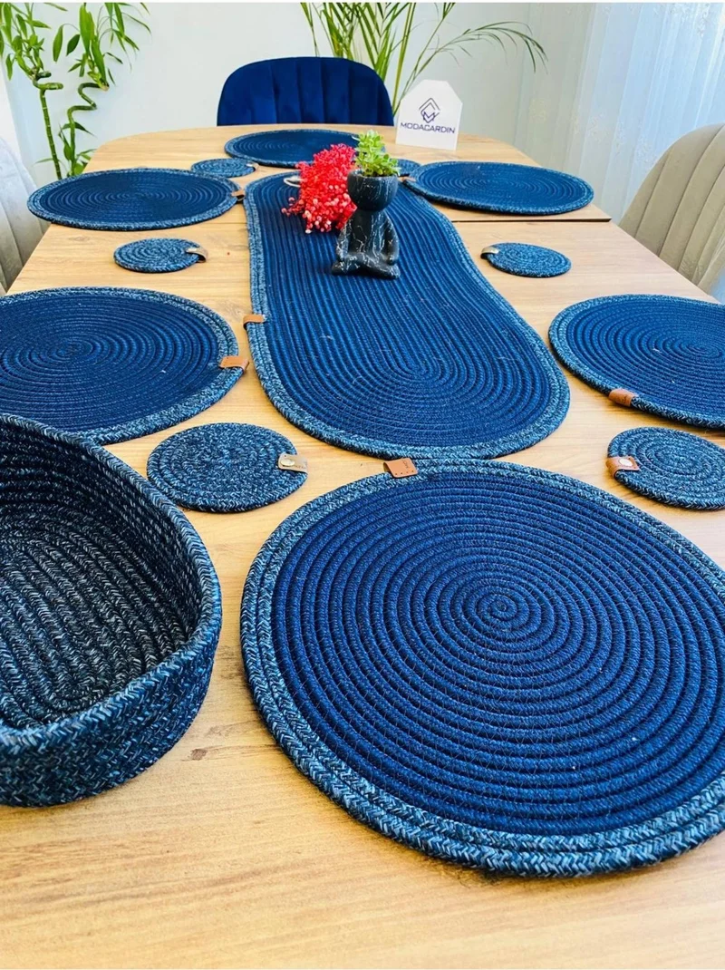 بدز ديري BDZ Leather Wicker Jute Presentation Plate Mat American Service Runner Basket and Cup Holder 14 Pieces