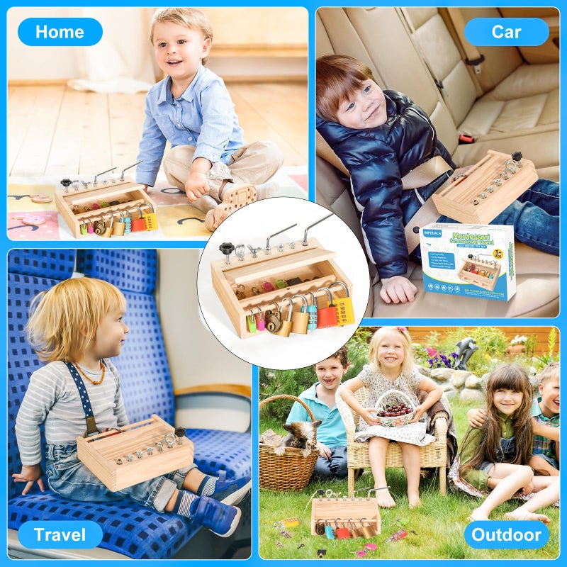 INIFEIDALA Montessori Toys for 3 4 5 Year Old,Montessori Screwdriver Board Set-Lock and Key Toy,Kids Tool Set,Preschool Learning Sensory - Fine Motor Skills - STEM Toys - Image 5
