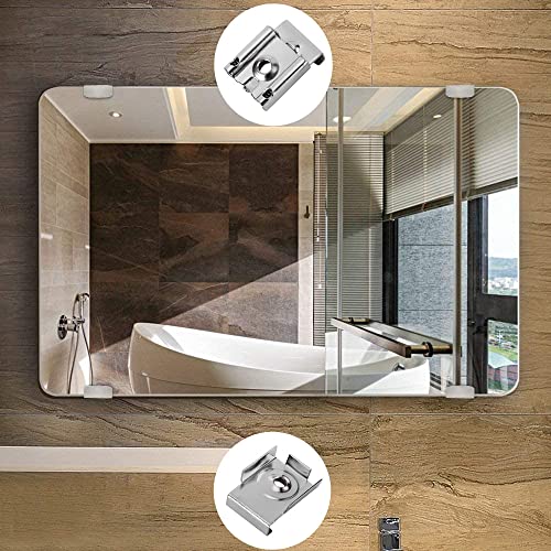 APUXON 4pcs Spring Loaded Mirror Hanger Clips Set Unframed Mirror Mount Clips with Rawl Plugs and Screws - Image 5