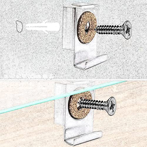 APUXON 4pcs Spring Loaded Mirror Hanger Clips Set Unframed Mirror Mount Clips with Rawl Plugs and Screws - Image 3