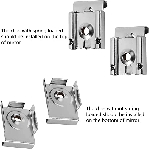 APUXON 4pcs Spring Loaded Mirror Hanger Clips Set Unframed Mirror Mount Clips with Rawl Plugs and Screws - Image 4