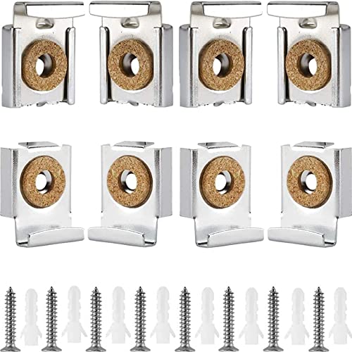 APUXON 4pcs Spring Loaded Mirror Hanger Clips Set Unframed Mirror Mount Clips with Rawl Plugs and Screws - Image 1