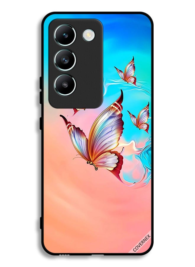Covernex Vivo V30 Lite 4G Protective Case Cover Butterflies Flying Over Paint Color - Image 1