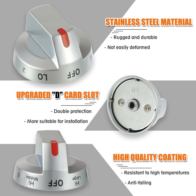 HUAREW مقبض عجلة موقد الموقد DG94-03500V DG94-03500W DG94-03500A/Z، متوافق مع مواقد سامسونج الكهربائية NE63T8111SS NE63T8311SS NE63BG8315SS - Image 3