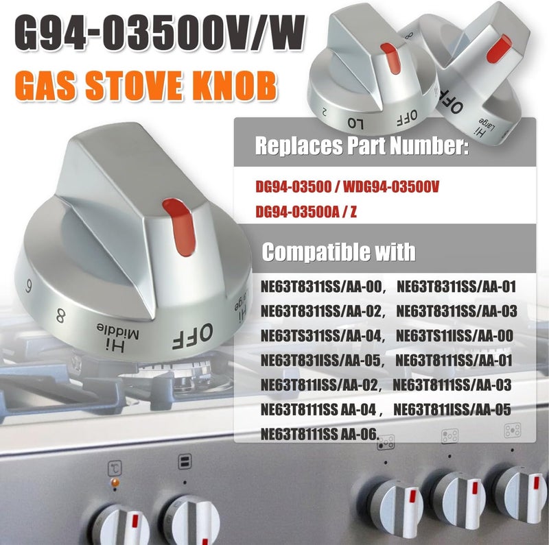HUAREW مقبض عجلة موقد الموقد DG94-03500V DG94-03500W DG94-03500A/Z، متوافق مع مواقد سامسونج الكهربائية NE63T8111SS NE63T8311SS NE63BG8315SS - Image 4