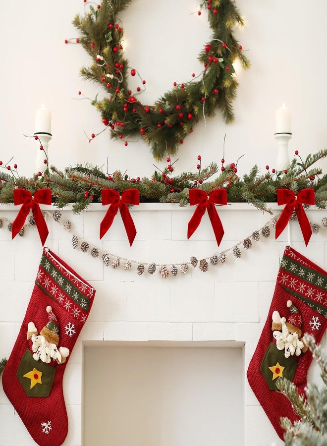 Utehilly 24 Pcs Red Small Velvet Christmas Bows for Christmas Tree, Wreath, Gift Wrapping, Crafts, Wedding, Party, Twist Tie Bows for Treat Bag Bakery Candy Bags, Home Decor 1" W,3.5 x 3.5 inch - Image 5