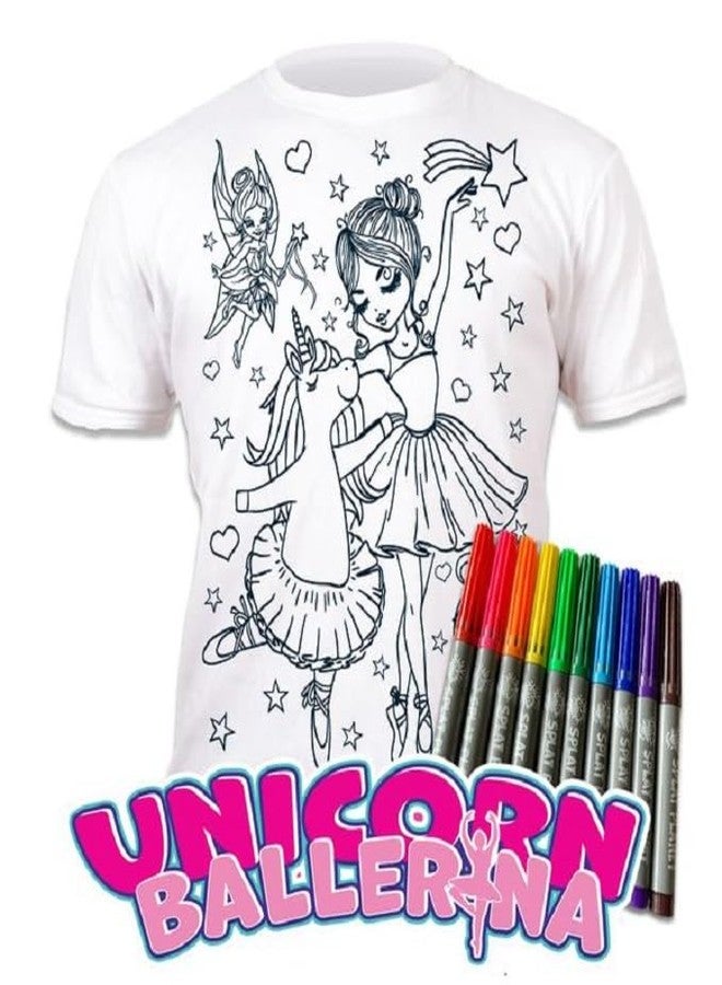 Splat Planet Unicorn Ballerina Magic Colouring T-Shirt with 10 Washable Magic Pens - Colour Your T-Shirt, Wash & Recolour (US, Age, 7 Years, 8 Years) - Image 5
