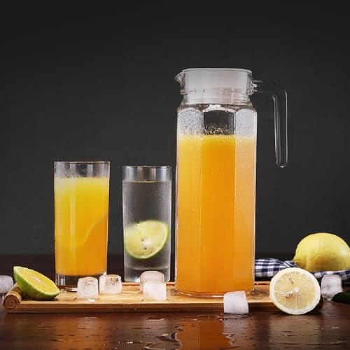 SYANKA Premium Glass Jug and Highball Glasses Set, 1.1 L Jug, 270 ml Glasses Set of 6, Lead-Free - Image 5