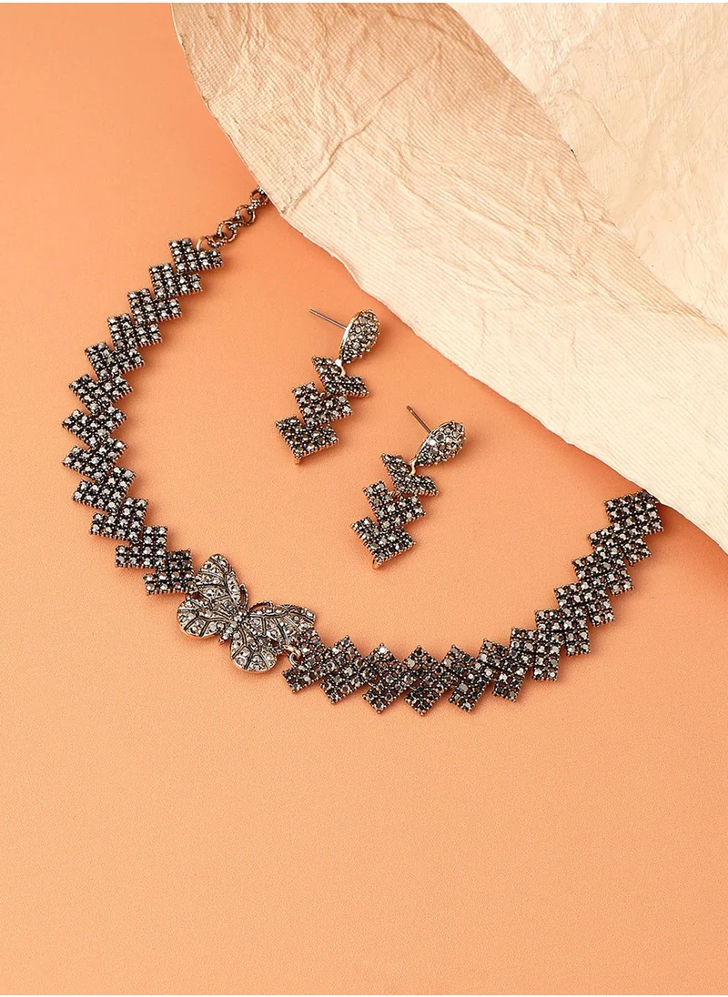 SOHI Embellished Butterfly Jewellery Set