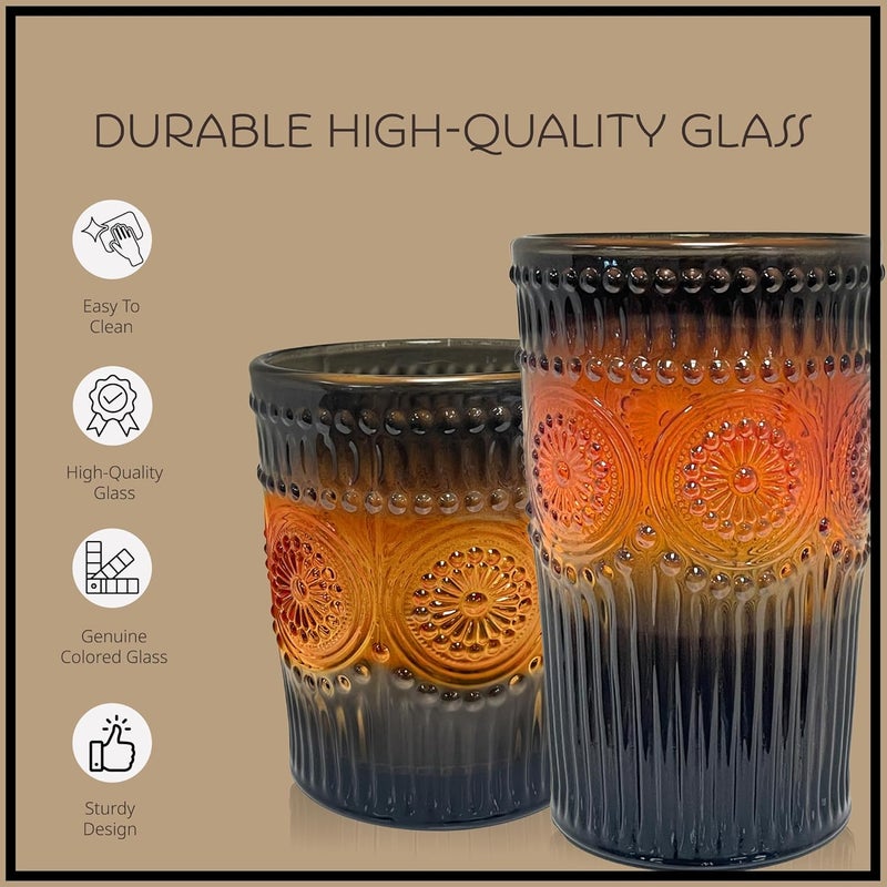 ARTLAND 9.5oz Double Old Fashion & 11.5oz Highball Glasses, Set of 8 - Halloween Gradient Orange, Cocktail Glass for Parties and Everyday Use - Whiskey, Cocktail - Glassware & Barware Essentials - Image 3