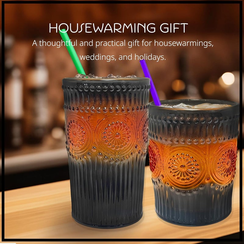 ARTLAND 9.5oz Double Old Fashion & 11.5oz Highball Glasses, Set of 8 - Halloween Gradient Orange, Cocktail Glass for Parties and Everyday Use - Whiskey, Cocktail - Glassware & Barware Essentials - Image 4