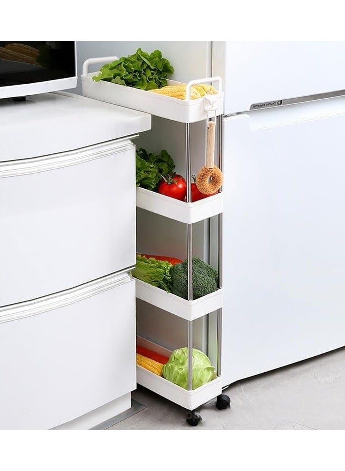 Storage Cart with Wheels, 4 Tier Bathroom Storage Organizer Rolling Utility Cart for Bathroom Kitchen Laundry Room Office Narrow Place  - Image 2