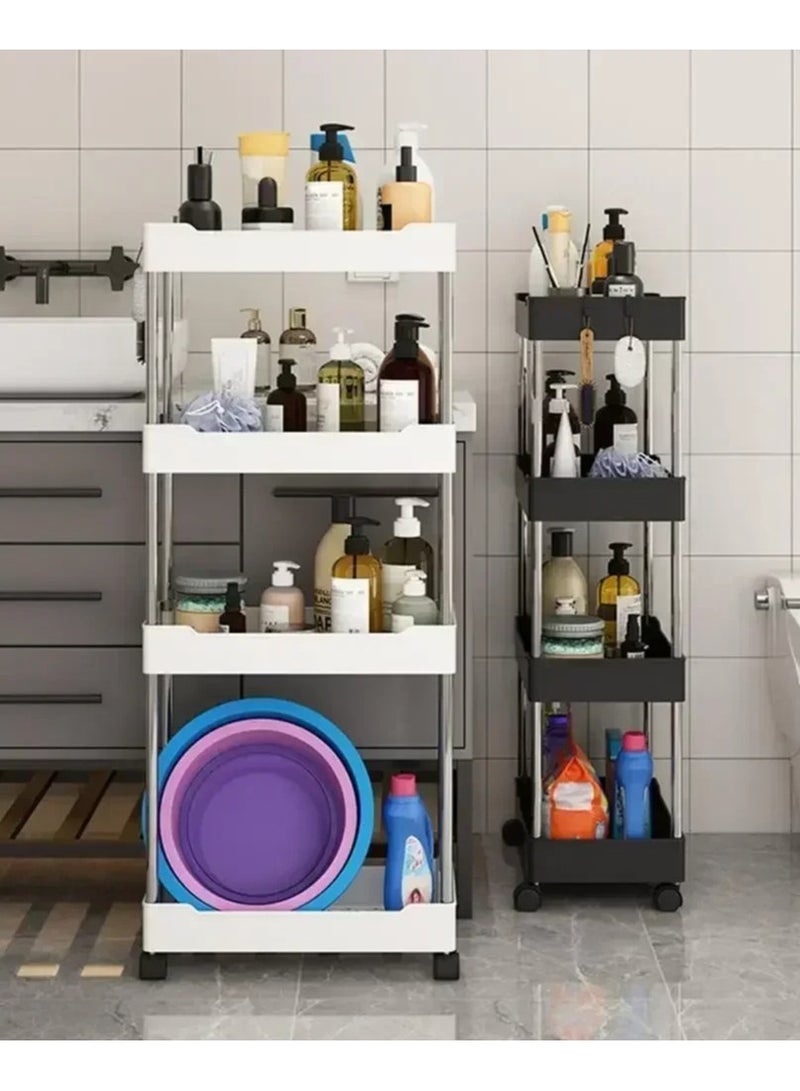 Storage Cart with Wheels, 4 Tier Bathroom Storage Organizer Rolling Utility Cart for Bathroom Kitchen Laundry Room Office Narrow Place  - Image 3