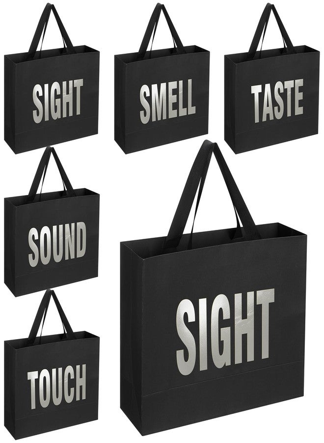 Kolldenn 5 Senses Gift Bags for Him Her Five Senses Gift Bags with Ribbon Handle Gifts Decoration for Birthday Wedding Anniversary Graduation Party(Black, Silver,12.6 x 8.7 x 4 Inch) - Image 1