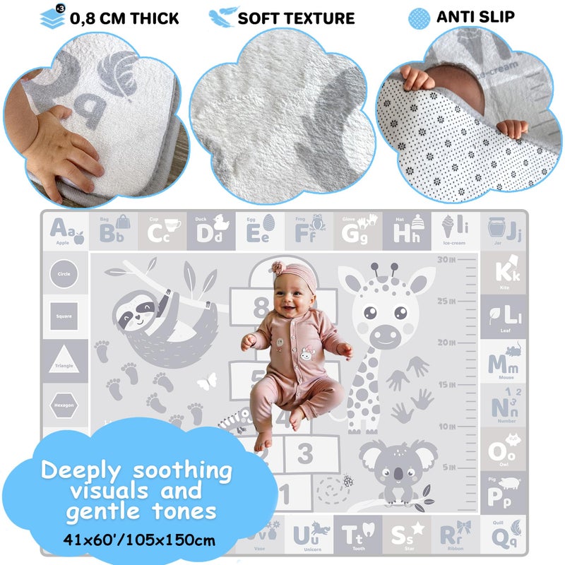QUOKKA Baby Play Mat for Floor â€“ Super Soft Plush ABC Rug for Toddlers & Infants â€“ Large Padded Non-Slip Surface for Crawling & Playing â€“ Foldable Gift Mat with ABC Animals 60x41 in - Image 2
