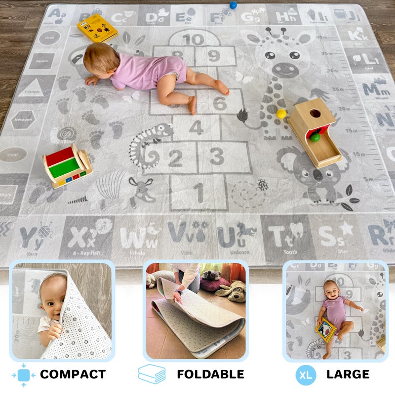 QUOKKA Baby Play Mat for Floor â€“ Super Soft Plush ABC Rug for Toddlers & Infants â€“ Large Padded Non-Slip Surface for Crawling & Playing â€“ Foldable Gift Mat with ABC Animals 60x41 in - Image 4