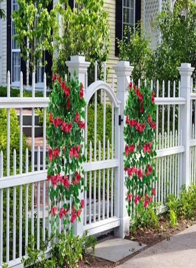 swerchor Magrowie Pack of 4pcs Artificial Hanging Bougainvillea Silk Plastic Flower Vines Faux Plant for Indoor Outdoor Home Farmhouse Garden Porch Eave Wall Fence Wedding Party Decor (Fuchsia) - Image 4