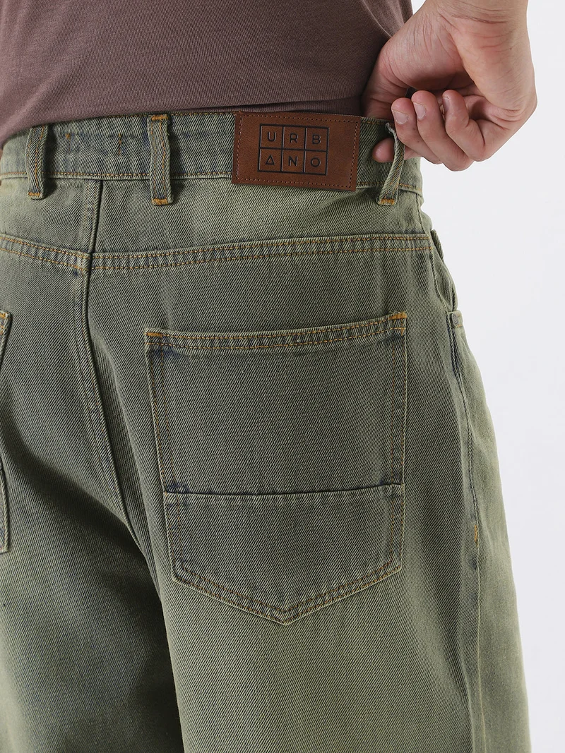 Urbano Fashion  Urbano Fashion Men's Grey Loose Baggy Fit Heavy Washed Jeans Non-Stretchable for Men | Best Price UAE
