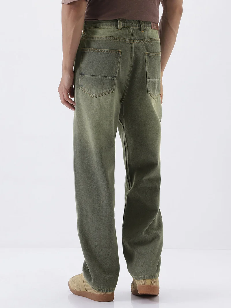 Urbano Fashion  Urbano Fashion Men's Grey Loose Baggy Fit Heavy Washed Jeans Non-Stretchable for Men | Best Price UAE