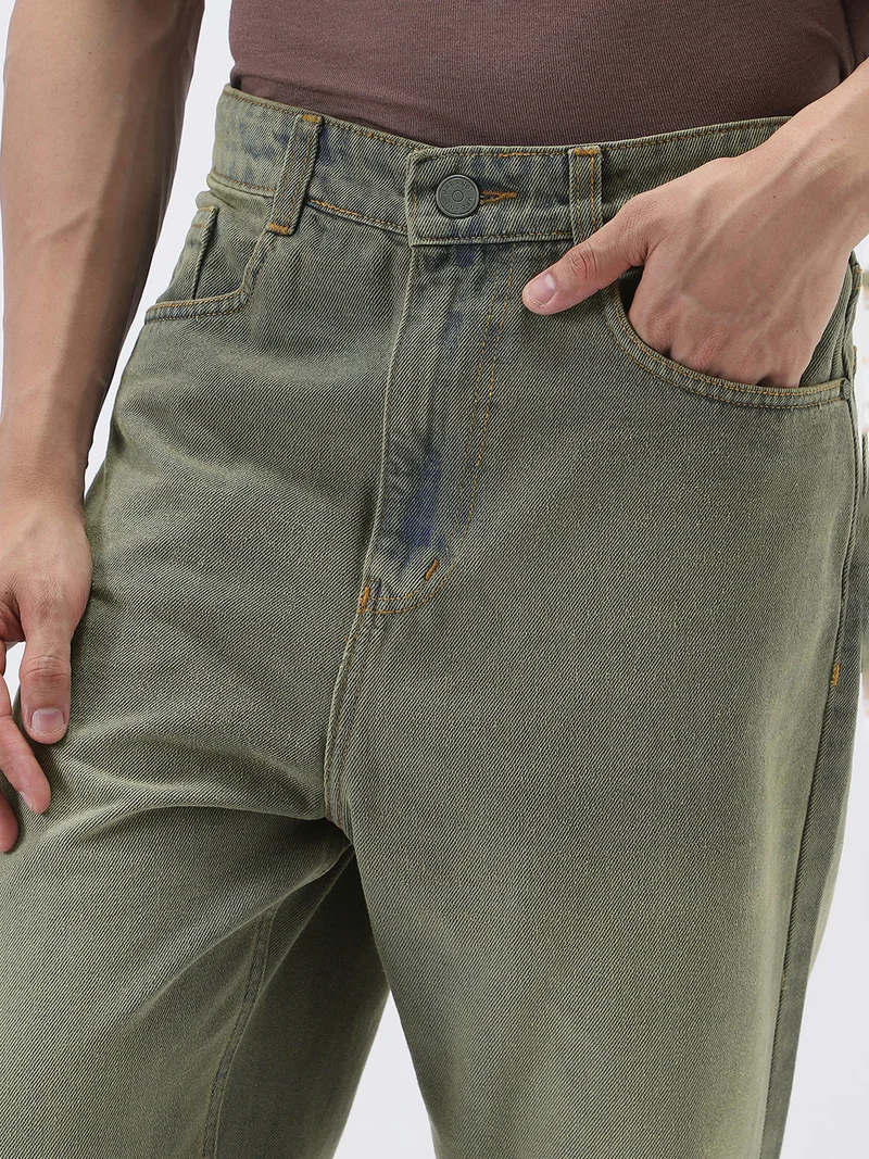 Urbano Fashion  Urbano Fashion Men's Grey Loose Baggy Fit Heavy Washed Jeans Non-Stretchable for Men | Best Price UAE