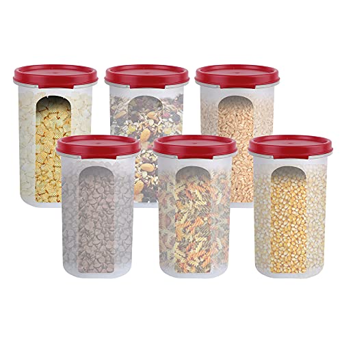 Cutting EDGE Smart Slim Storage Air-Tight Plastic Round Modular Container - for Juice, Dry Fruits - Stackable, BPA Free, Food Grade - (Dark Red), Pack of 6 - Image 1