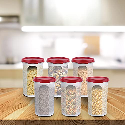 Cutting EDGE Smart Slim Storage Air-Tight Plastic Round Modular Container - for Juice, Dry Fruits - Stackable, BPA Free, Food Grade - (Dark Red), Pack of 6 - Image 3