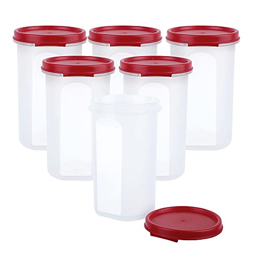 Cutting EDGE Smart Slim Storage Air-Tight Plastic Round Modular Container - for Juice, Dry Fruits - Stackable, BPA Free, Food Grade - (Dark Red), Pack of 6 - Image 4