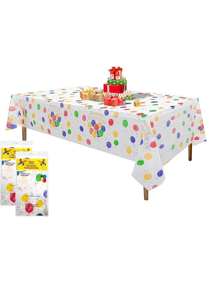 2 Packs Plastic Tablecloths, Rectangle Disposable Plastic Table Cloth for Kitchen Dining, Parties, Birthdays, Weddings, Christmas (137x274cm, Balloon Pattern) - Image 1