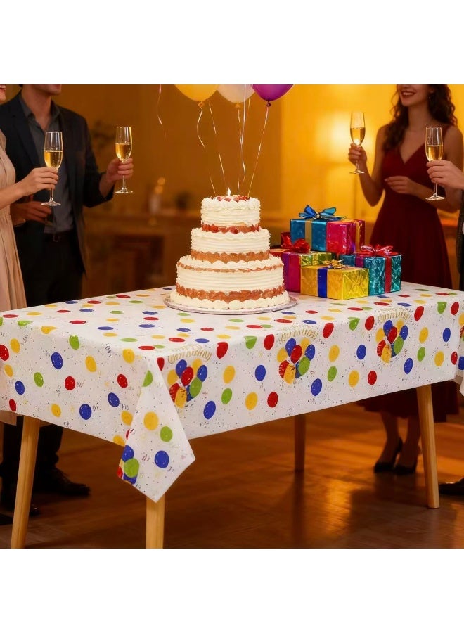 2 Packs Plastic Tablecloths, Rectangle Disposable Plastic Table Cloth for Kitchen Dining, Parties, Birthdays, Weddings, Christmas (137x274cm, Balloon Pattern) - Image 2