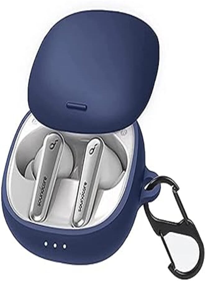 Generic - حافظة سيليكون عالية التقنية لسماعات Anker Soundcore Liberty Air 2 Pro مع سلسلة مفاتيح (أزرق) - Image 1