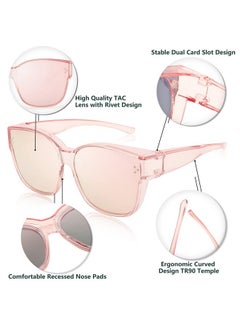 FEISEDY Women Men Polarized Fit Over Sunglasses Oversized Trendy Square Cat Eye Wear Over Glasses B2849  - Image 3