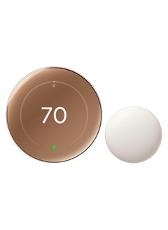 Google - Nest Learning Thermostat (4th gen) with Nest Temperature Sensor (2nd gen) - Polished Gold - GA05171-US
