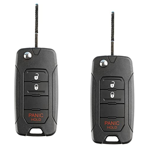 KeylessOption 2x Remote Flip Key Fob Keyless Entry 3btn for Jeep Renegade 48 AES Chip (2ADFTFI5AM433TX) - Image 1