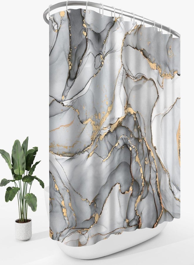 BayNook Extra Wide Marble Shower Curtain 108 x 72, Grey Modern Abstract Shower Curtains for Claw Foot Tub, Luxury 108 inch Long Shower Curtain Set with 18 Pack Plastic C-Hooks - Image 1