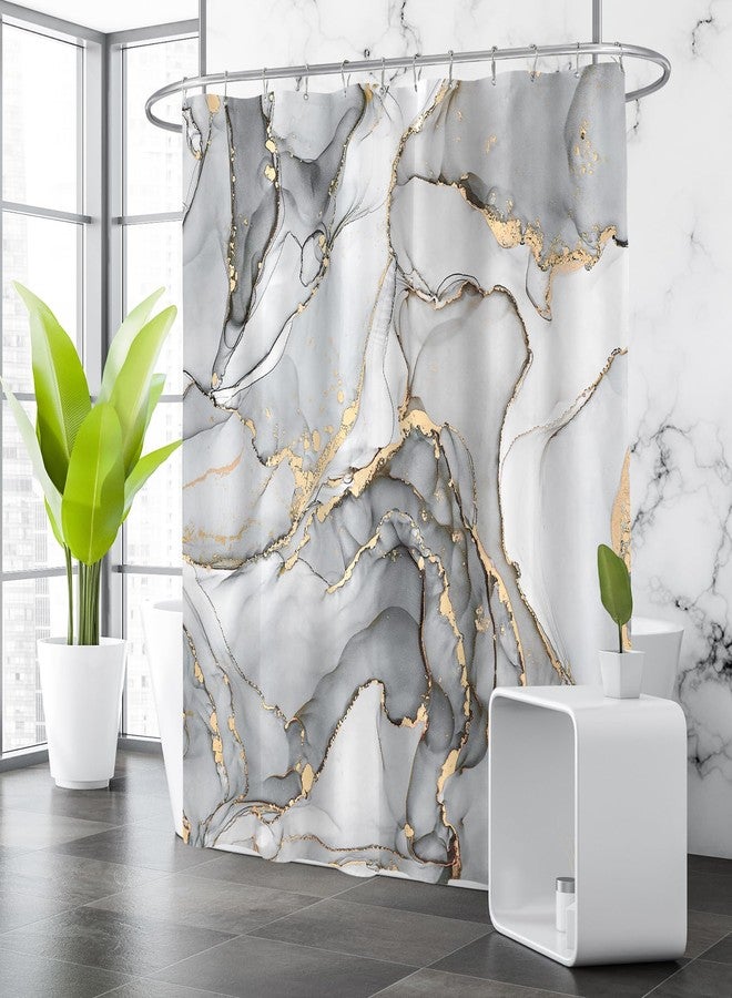BayNook Extra Wide Marble Shower Curtain 108 x 72, Grey Modern Abstract Shower Curtains for Claw Foot Tub, Luxury 108 inch Long Shower Curtain Set with 18 Pack Plastic C-Hooks - Image 4