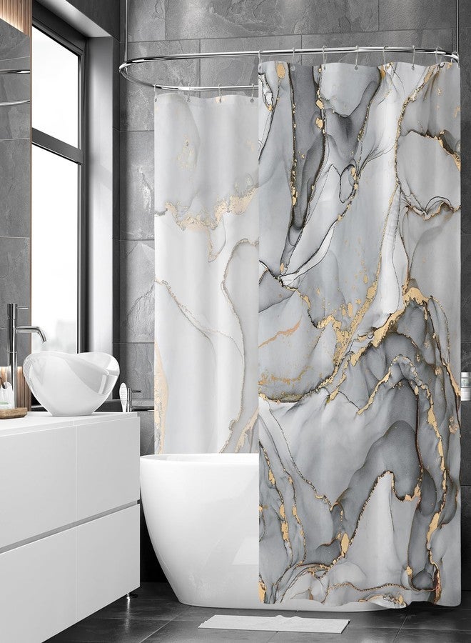 BayNook Extra Wide Marble Shower Curtain 108 x 72, Grey Modern Abstract Shower Curtains for Claw Foot Tub, Luxury 108 inch Long Shower Curtain Set with 18 Pack Plastic C-Hooks - Image 3