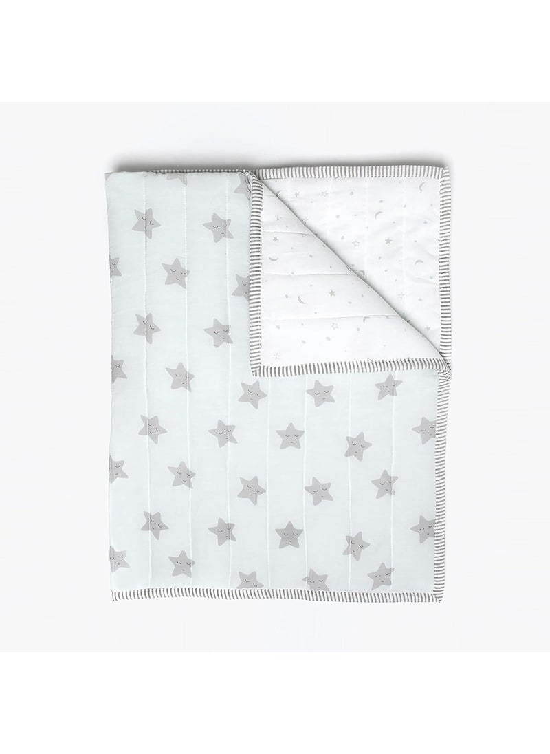 Masilo Masilo Organic Cotton Quilted Blanket for Babies-Cradle Organic Cotton Softest Baby Blanket Quilt for Babies 0 to 3 Years - Sleepy Star (Blue)  - Image 2