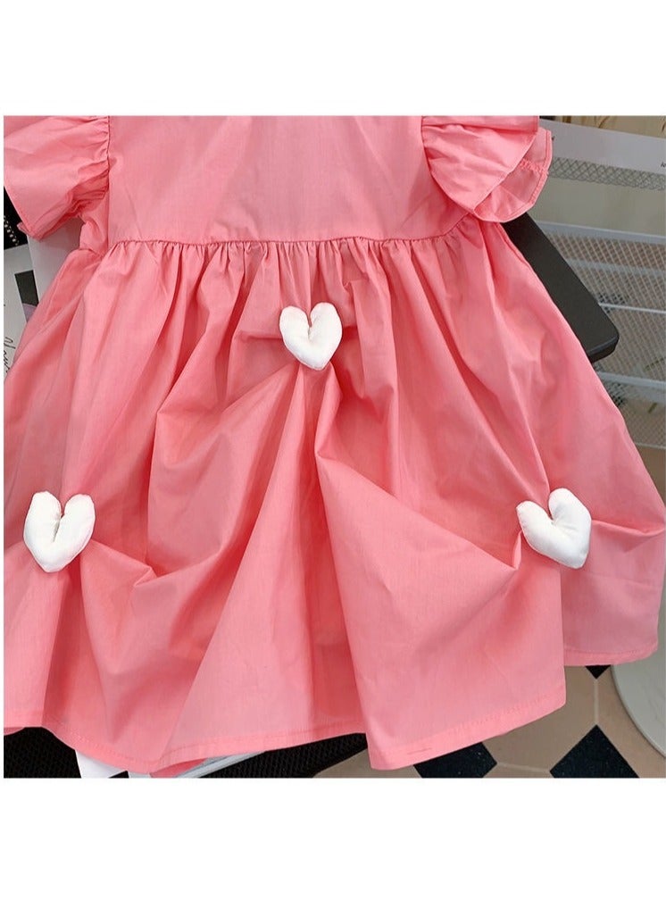 Baby Girl Princess Dress – Elegant Short Sleeve Summer Outfit for Toddlers, Breathable Party Dress for Kids, Newborn Baby Clothes – Pink, 80cm (9-12M) - Image 4