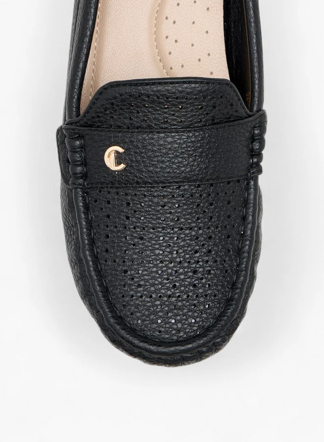 Le Confort Women Textured Slip-On Loafers with Wedge Heels