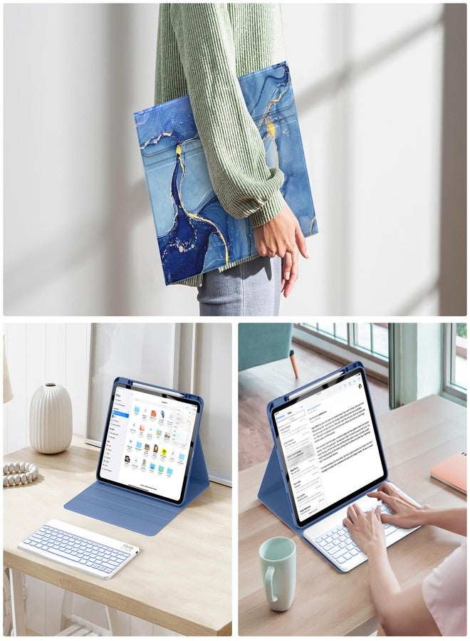 Soke Keyboard Case for iPad Pro 13 Inch (M4 2024), Magnetic Detachable Wireless Keyboard & 7 Colors Backlight Keys, Folio Stand TPU Back Cover with Pencil Holder for iPad Pro 13", Ocean Marble - Image 5