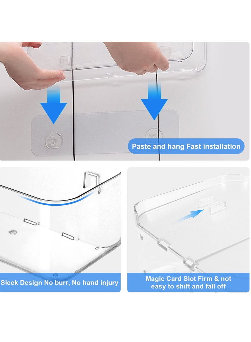 KASTWAVE حامل دش مثبت على الحائط من الأكريليك، شفاف، 12.4" × 3.42" × 3.26" رف أكريليك، رف لاصق بدون حفر لتثبيت الجدران، رفوف حمام أكريليك بشريط لاصق ذاتي - Image 2