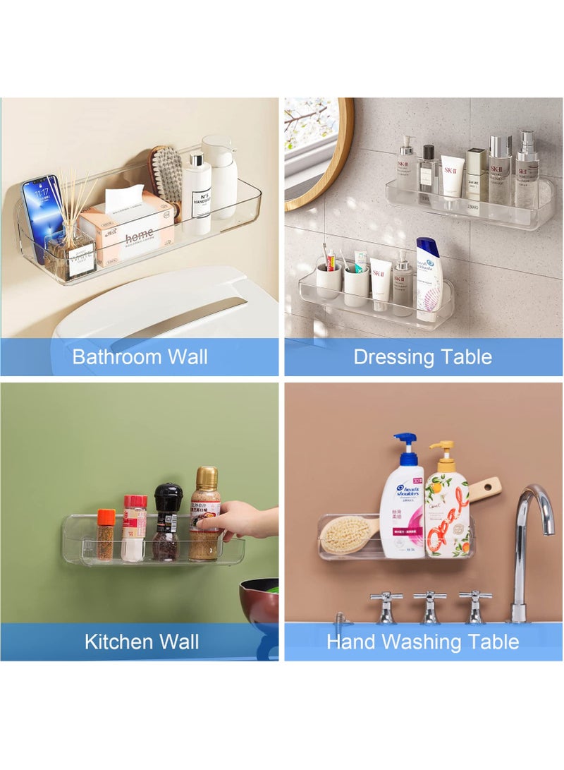 KASTWAVE حامل دش مثبت على الحائط من الأكريليك، شفاف، 12.4" × 3.42" × 3.26" رف أكريليك، رف لاصق بدون حفر لتثبيت الجدران، رفوف حمام أكريليك بشريط لاصق ذاتي - Image 4