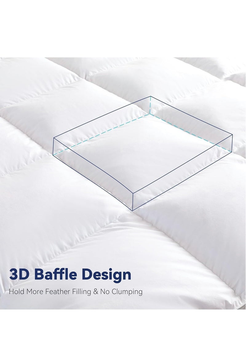 TRASSLE Feather Mattress Topper,King Feather Bed Topper,Mattress Cover with Straps,Ultra Soft Support,100% Organic Cotton Fabric  - Image 5